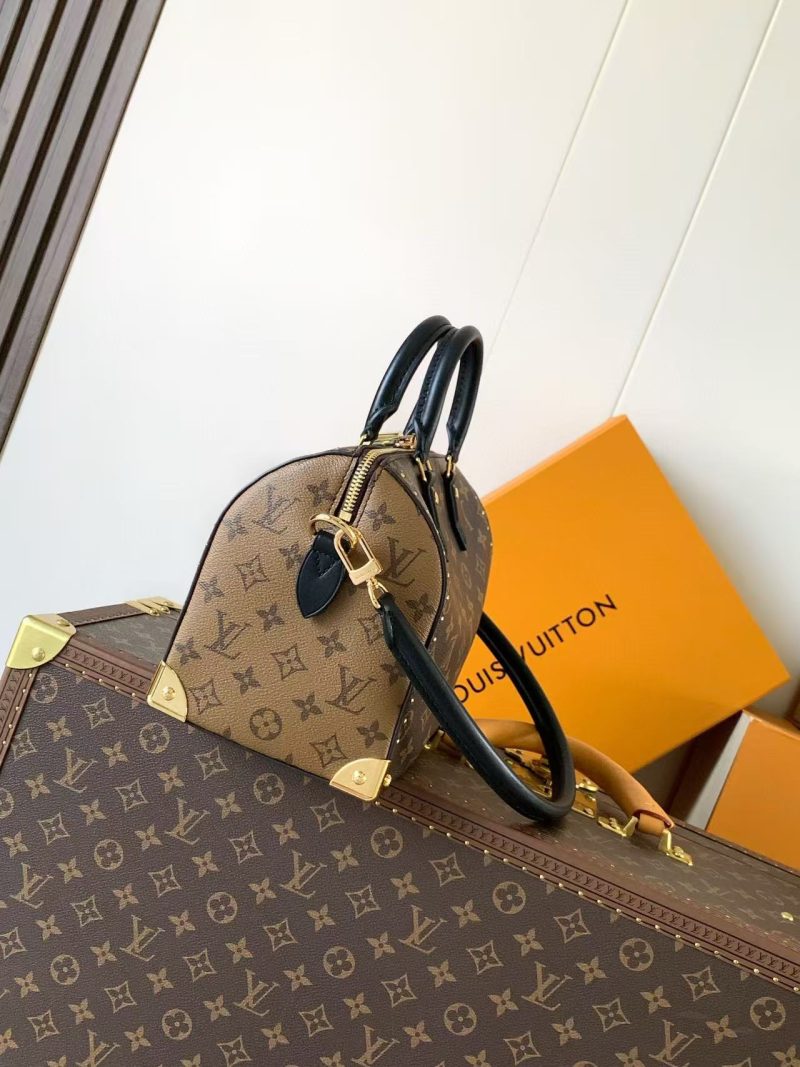 Image_20250924170505_9351_16 LV Speedy Trunk Bag 27cm Black Brown Cowhide Canvas