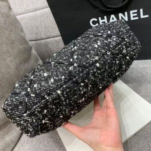 Chanel Hobo 39cm Bag Black Gray Tweed