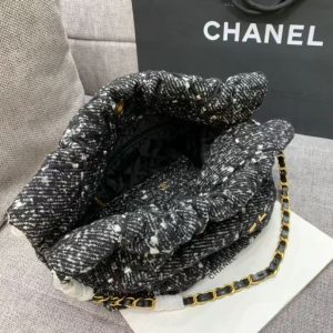 Chanel Hobo 39cm Bag Black Gray Tweed