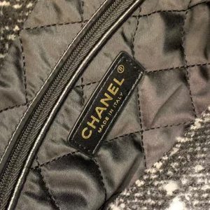 Chanel Hobo 39cm Bag Black Gray Tweed
