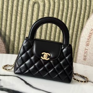 Image_20251024120519_510_4 cc 24a nano 19cm kelly shopper bag black lambskin light gold hardware