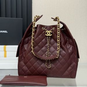 Image_20251029103425_1104_4_a3ed3dc9-a044-457a-a65f-448c7a2de74f CC 25C Hobo Bags 40 cm Burgundy Calfskin