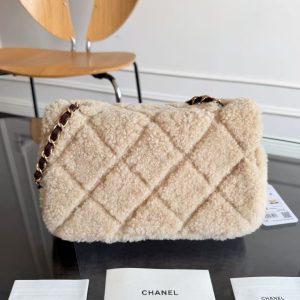 CC 2025 Flap Bag 23.5cm Beige Dark Brown Sherling Lambskin Gold Hardware