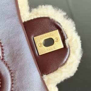 CC 2025 Flap Bag 23.5cm Beige Dark Brown Sherling Lambskin Gold Hardware