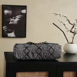 CC 2025 Classic Flap Bag Black Denim Fabric Gold Hardware