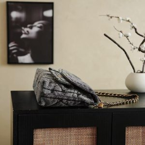 CC 2025 Classic Flap Bag Black Denim Fabric Gold Hardware