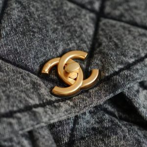 CC 2025 Classic Flap Bag Black Denim Fabric Gold Hardware