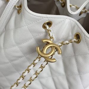 Chanel 2025 Hobo Bag 40cm White Grained Calfskin