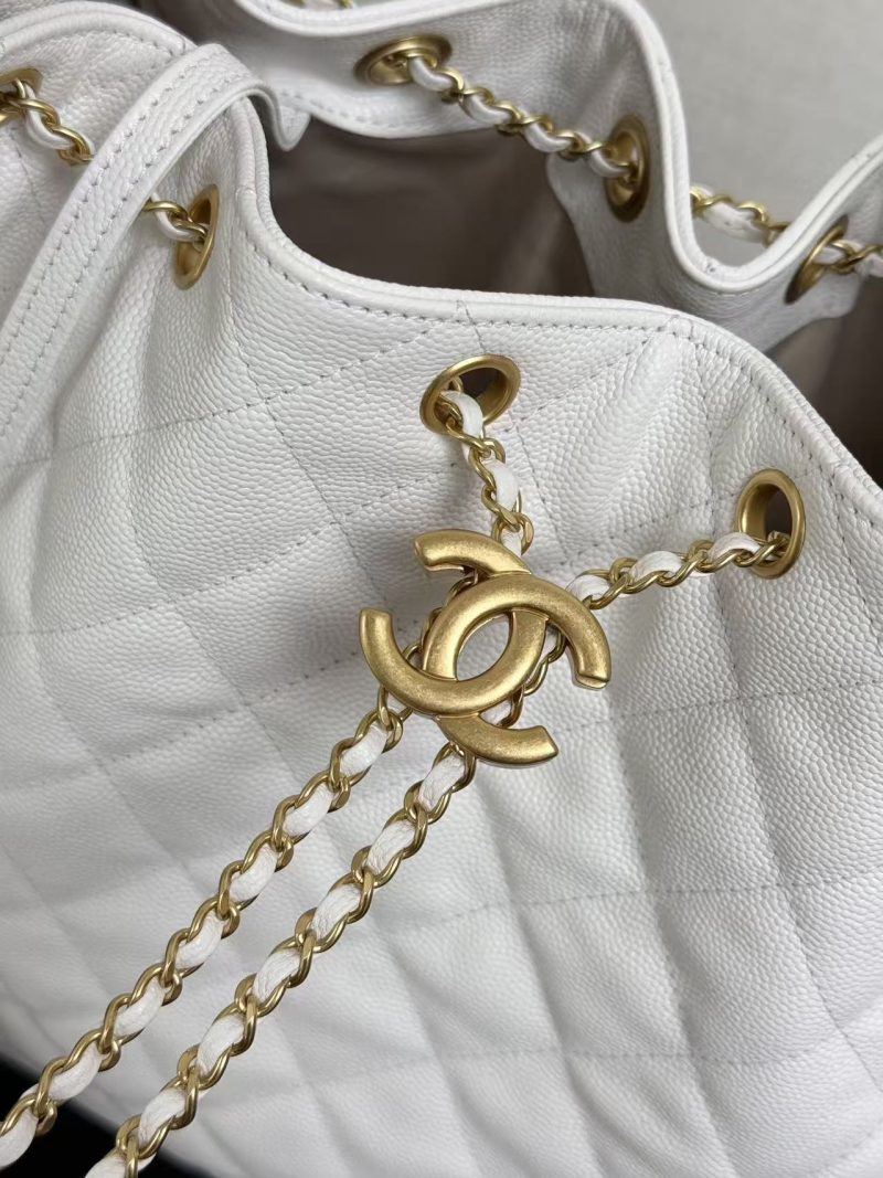 Chanel 2025 Hobo Bag 40cm White Grained Calfskin