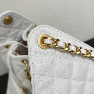 Chanel 2025 Hobo Bag 40cm White Grained Calfskin