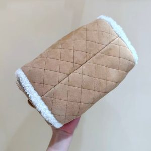 CC 25C Hobo Bag 30cm Brown White Suede Wool Gold Hardware