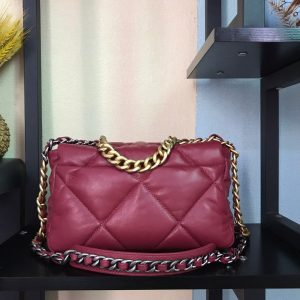 19 FLAP BAG 26 BURGUNDY LAMBSKIN