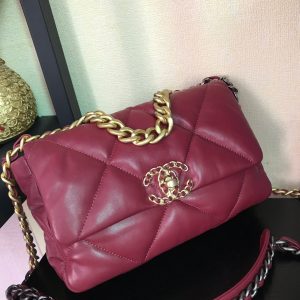 19 FLAP BAG 26 BURGUNDY LAMBSKIN