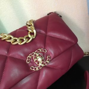 19 FLAP BAG 26 BURGUNDY LAMBSKIN