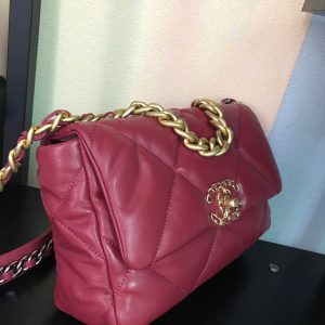 19 FLAP BAG 26 BURGUNDY LAMBSKIN