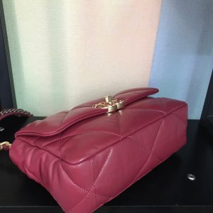 19 FLAP BAG 26 BURGUNDY LAMBSKIN