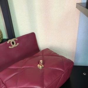 19 FLAP BAG 26 BURGUNDY LAMBSKIN