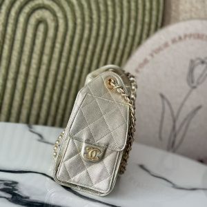 CC 2025 Hobo Bag Gold 22cm Metallic Grained Calfskin