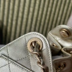 CC 2025 Hobo Bag Gold 22cm Metallic Grained Calfskin