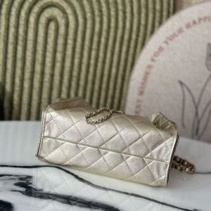 CC 2025 Hobo Bag Gold 22cm Metallic Grained Calfskin