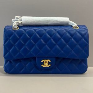 Chanel 2025 Classic Flap Bag 25cm Blue Lambskin