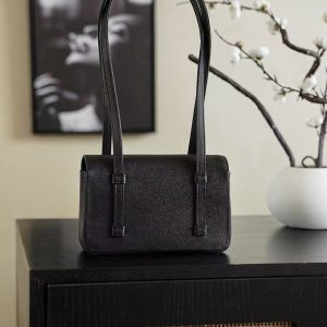 Chanel 2026 Bag 22cm Black Grained Shiny Calfskin