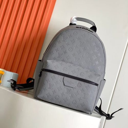 LV Discovery Backpack Gray in Monogram Embossed Cowhide Leather