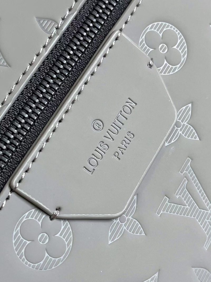 LV Discovery Backpack Gray in Monogram Embossed Cowhide Leather