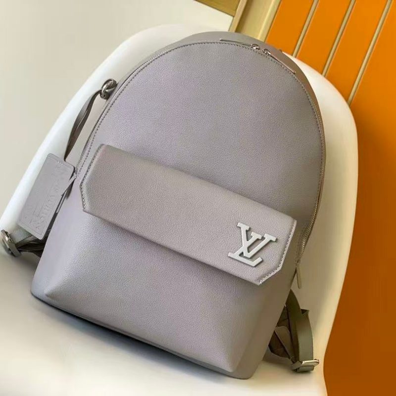 LV Aerogram Backpack Grey in Calfskin Leather