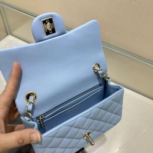 SQUARE FLAP BAG 20CM BLUE CAVIAR SILVER HARDWARE