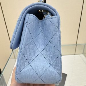 SQUARE FLAP BAG 20CM BLUE CAVIAR SILVER HARDWARE
