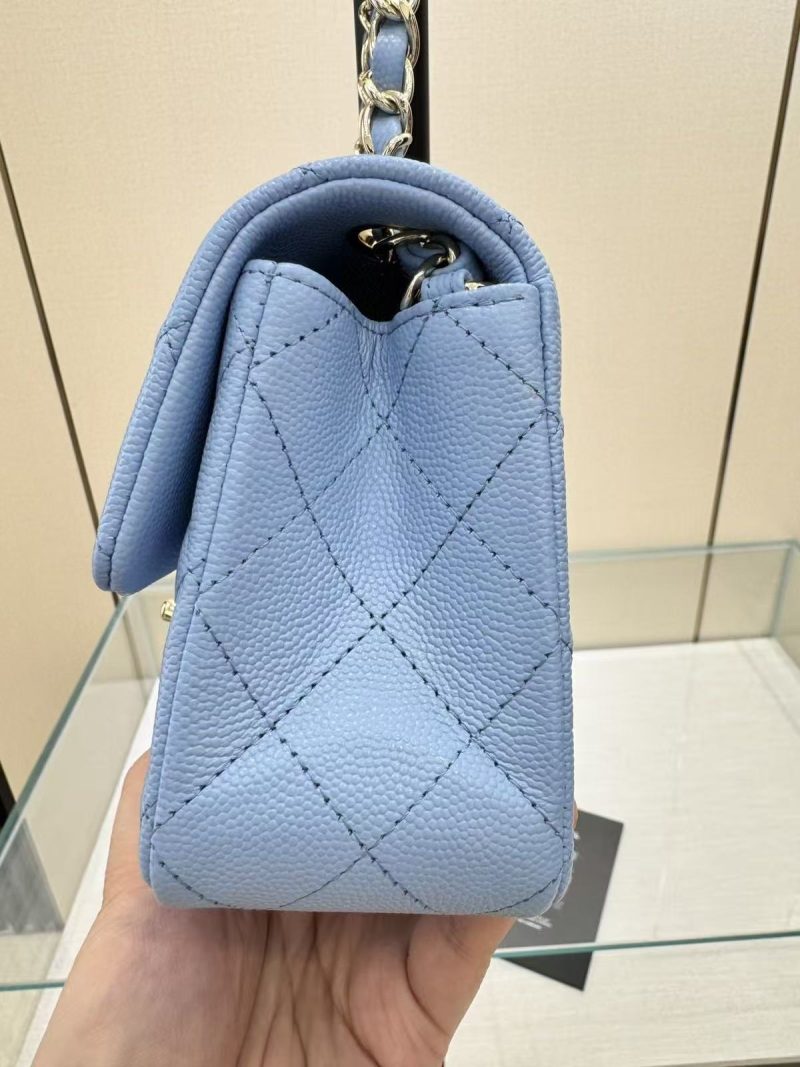 SQUARE FLAP BAG 20CM BLUE CAVIAR SILVER HARDWARE