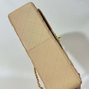 FLAP BAG 30CM GOLD HARDWARE BEIGE CAVIAR
