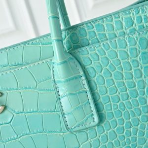 CC 2026 Small Shopping Bag 39cm Light Blue Crocodile Embossed Calfskin