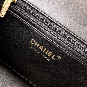 MINI RECTANGLE FLAP BAG 20CM BLACK LAMBSKIN GOLD HARDWARE