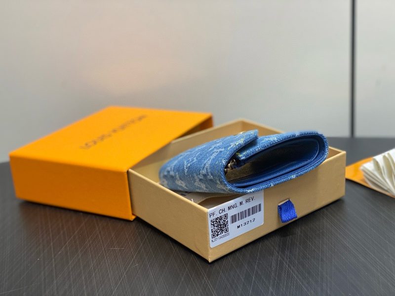 LV Victorine Monogram Wallet Denim Blue Cotton Cowhide