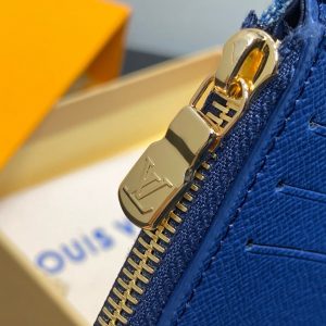 LV Victorine Monogram Wallet Denim Blue Cotton Cowhide