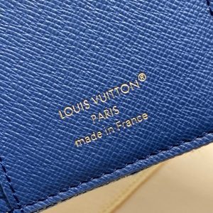 LV Victorine Monogram Wallet Denim Blue Cotton Cowhide