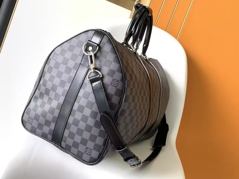 a3a3c979f7b19097fedc903880b0c264 KEEPALL BANDOULIÈRE 45 IN BLACK DAMIER GRAPHITE CANVAS