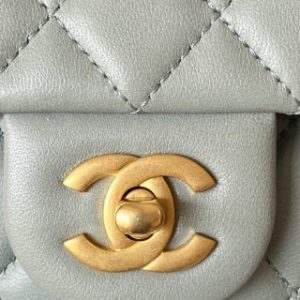 CC 25 classic flap bag 20 mini gold ball soft pastel green calfskin
