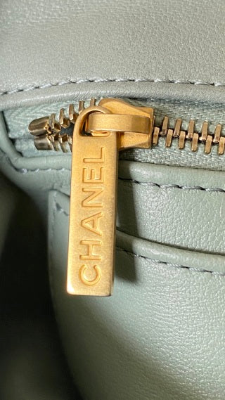 CC 25 classic flap bag 20 mini gold ball soft pastel green calfskin