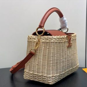 LV Capucines BB Top Handle Tan Cowhide & Rattan HW