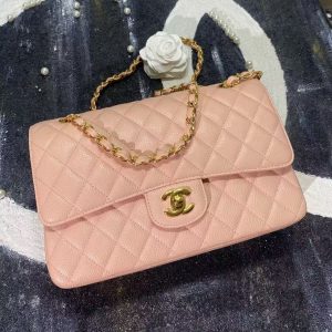 d40ce743a04f677bcdd6dde586638f13 CC classic flap bag 23 pink beige caviar lamskin