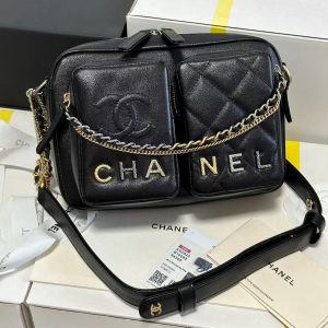 CC 22C Early Spring Crossbody Bags Black Lambskin