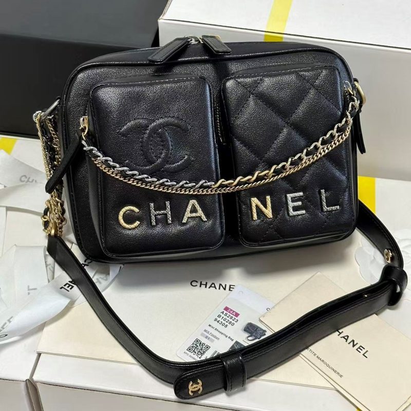 CC 22C Early Spring Crossbody Bags Black Lambskin