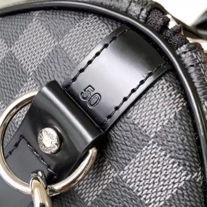 e3f359b59cfc2a4a4259ebdc3f749cc9 KEEPALL BANDOULIÈRE 45 IN BLACK DAMIER GRAPHITE CANVAS