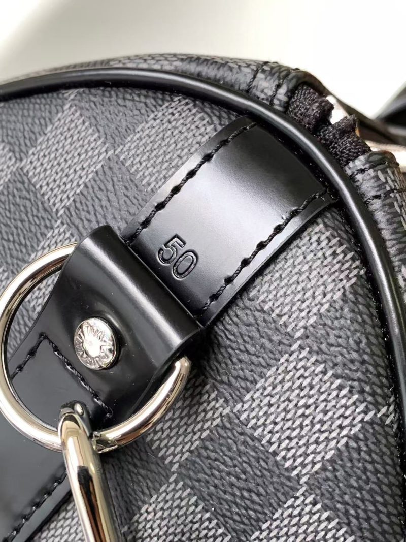 e3f359b59cfc2a4a4259ebdc3f749cc9 KEEPALL BANDOULIÈRE 45 IN BLACK DAMIER GRAPHITE CANVAS