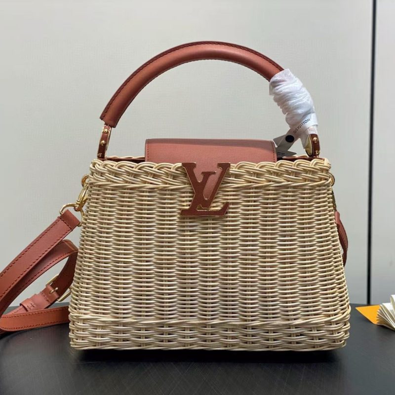 LV Capucines BB Top Handle Tan Cowhide & Rattan HW