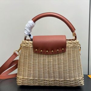 LV Capucines BB Top Handle Tan Cowhide & Rattan HW