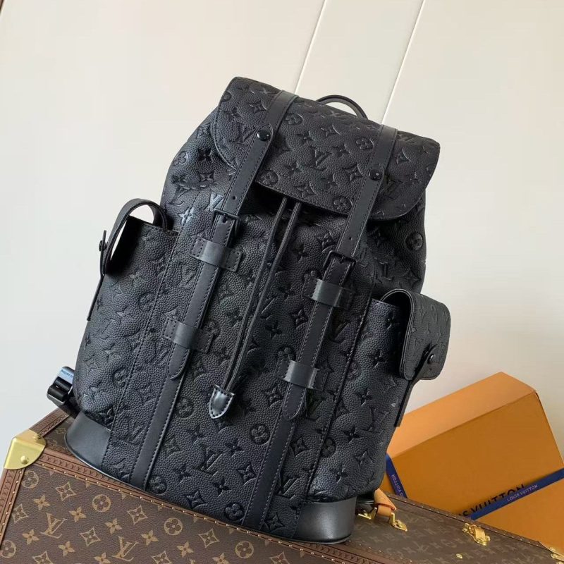 LV M55699 Christopher MM Backpack Black Cowhide